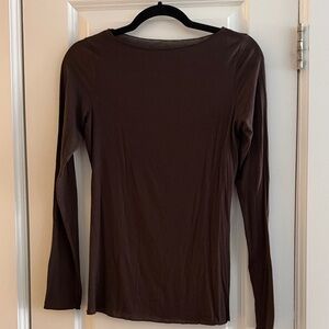 intimissimi Dark Brown Long Sleeve Scoop Neck Top